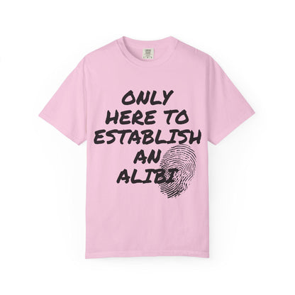 Humorous Alibi T-Shirt, Funny Tee, Unisex Graphic Shirt, Gift for Friends, Casual Wear, Unique Statement Shirt, True Crime